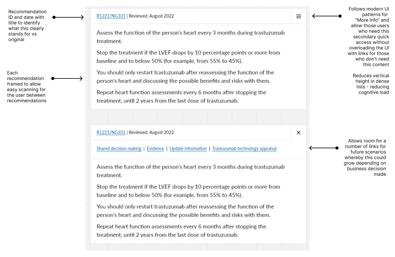 Before — existing NICE guidance interface